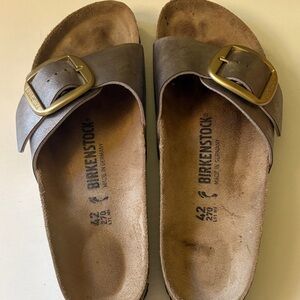 Birkenstock silver Sandals with Gold Buckle